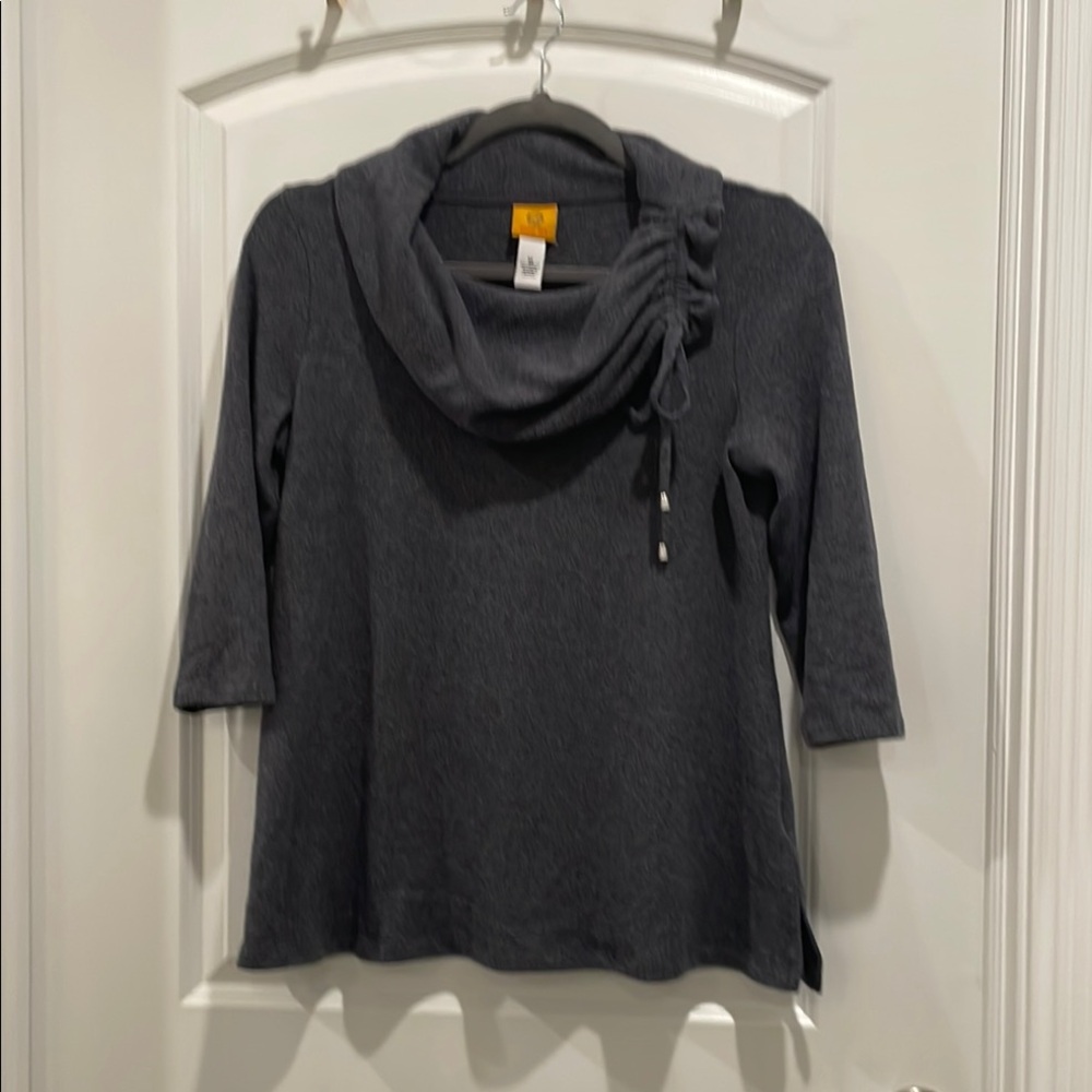Ruby Rd. Gray Cowl Neck Sweater with Relaxed Fit